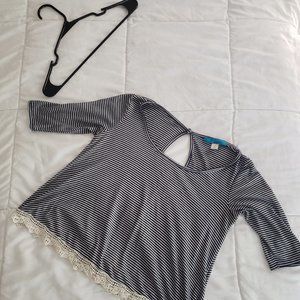 Blue and White Striped Top